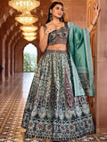 Sage Royalty Ethnic Print Lehenga Set