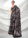 Black Sequin Striped Georgette Saree Glamorous Party & Evening Wear Saree