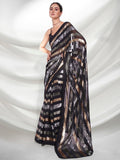 Black Sequin Striped Georgette Saree Glamorous Party & Evening Wear Saree