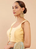 Women's Solid Silk Sleeveless Blouse Square Neck Festive Ethnic Wear
