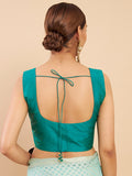 Women's Solid Silk Sleeveless Blouse Square Neck Festive Ethnic Wear