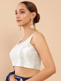 Women's Solid Silk Sleeveless Blouse Top Scoop Neck Ethnic & Party Wear for Saree, Lehenga, Skirt