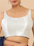 Women's Solid Silk Sleeveless Blouse Top Scoop Neck Ethnic & Party Wear for Saree, Lehenga, Skirt