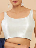 Women's Solid Silk Sleeveless Blouse Top Scoop Neck Ethnic & Party Wear for Saree, Lehenga, Skirt