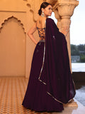 Royal Plum Georgette Lehenga Set with Embroidered Blouse