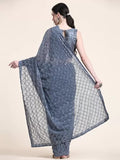 Grey Sequin Georgette Saree with Geometric Diamond Embroidery