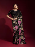Gulabo Black Georgette Saree with Multicolor Thread & Sequin Floral Embroidery