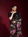 Gulabo Black Georgette Saree with Multicolor Thread & Sequin Floral Embroidery