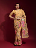 Gulabo Chiku Georgette Saree with Multicolor Thread & Sequin Floral Embroidery