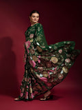 Gulabo Green Georgette Saree with Multicolor Thread & Sequin Floral Embroidery