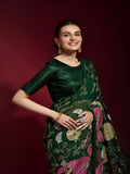Gulabo Green Georgette Saree with Multicolor Thread & Sequin Floral Embroidery