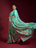 Gulabo Sky Blue Georgette Saree with Multicolor Thread & Sequin Floral Embroidery