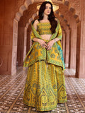 Meher Mustard Yellow Banarasi Silk Lehenga Set with Dupatta