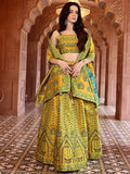 Meher Mustard Yellow Banarasi Silk Lehenga Set with Dupatta