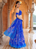 Royal Blue Floral Hand-Embroidered Lehenga Set