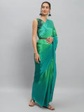 Emerald Green Satin Silk Saree for Evening & Festive Ready to Wear Saree