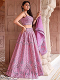 Meher Pink Banarasi Silk Lehenga Set with Dupatta