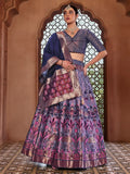 Royal Blue and Silver Brocade Lehenga with Designer Blouse & Navy Dupatta