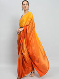 Yellow Satin Silk Saree for Evening & Festive Ready to Wear Saree