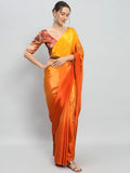 Yellow Satin Silk Saree for Evening & Festive Ready to Wear Saree
