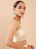 Women's Solid Silk Sleeveless Blouse Top Scoop Neck Ethnic & Party Wear for Saree, Lehenga, Skirt