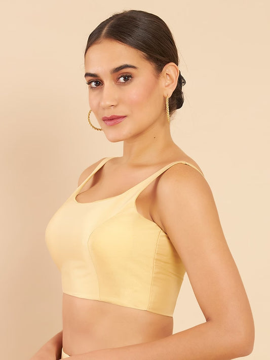 Women's Solid Silk Sleeveless Blouse Top Scoop Neck Ethnic & Party Wear for Saree, Lehenga, Skirt