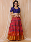 Purple Boat Neck Elbow Sleeve Readymade Saree Blouse in Silk Blend