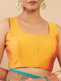 Women's Solid Silk Sleeveless Blouse Square Neck Festive Ethnic Wear