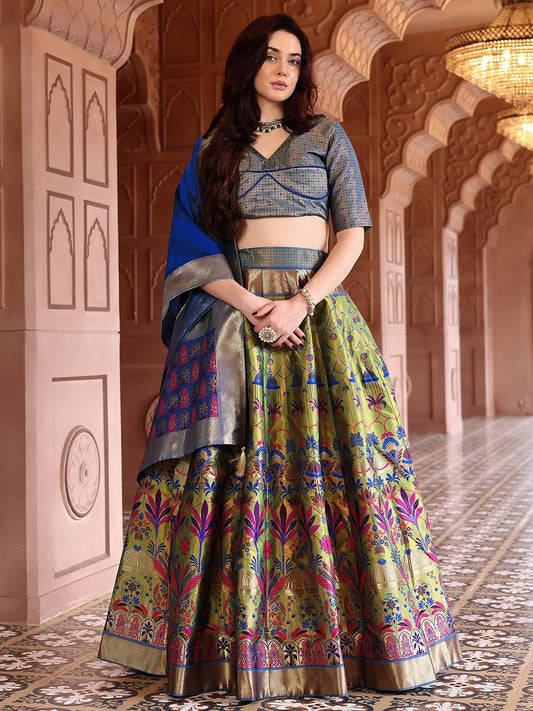 Elegant Brocade Lehenga with Contemporary Blouse & Dupatta