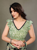Green Botanical Print Saree by Glanzavi – Stylish Everyday & Occasion Wear