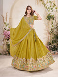 Women's Mustard Yellow Embroidered Lehenga Choli Set with Dupatta – Traditional Indian Ethnic Wear for Weddings, Festivals & Parties