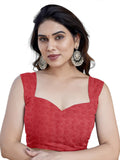 Red Floral Leaf Print Georgette Saree | Lightweight Soft Designer Party Wear Saree | Ethnic Festive & Casual Printed Saree