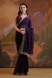 Elegant Wine Georgette Saree with Embroidered Border