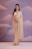 Ethereal Beige Sheer Saree with Pastel Sequin Embellished Border