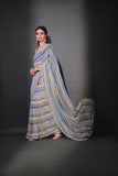Multicolor Pastel Striped Saree with Subtle Gold Border Elegant Daily & Festive Wear