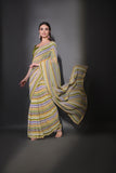 Multicolor Pastel Striped Saree with Subtle Gold Border Elegant Daily & Festive Wear