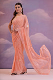 Peach Blossom Georgette Saree with Hand Embroidered Sequin Detailing