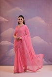 Baby Pink Georgette Saree with Subtle Circular Embroidery – Elegant Daytime Charm