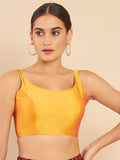 Women's Solid Silk Sleeveless Blouse Top Scoop Neck Ethnic & Party Wear for Saree, Lehenga, Skirt