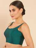 Women's Solid Silk Sleeveless Blouse Top Scoop Neck Ethnic & Party Wear for Saree, Lehenga, Skirt