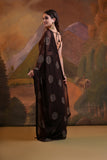 Elegant Brown Sheer Saree with Multicolor Circular Embroidery