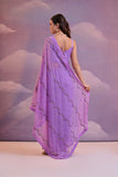 Lavender Georgette Saree with Sequin Wave Border – Elegant Pastel Partywear