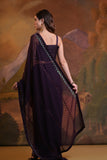 Deep Purple Sequin Border Georgette Saree – Regal Evening Elegance