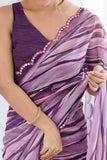 Purple & Multi Printed Saree with Scalloped Embellished Border