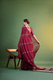 Wine Georgette Saree with Floral Sequin Embroidery