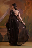 Elegant Coffee Brown Georgette Saree with Embellished Motifs