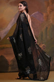 Elegant Black Georgette Saree with Mirror & Sequin Embellishments – Festive Glam Look