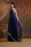 Elegant Navy Blue Georgette Saree with Embroidered Border