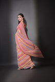 Multicolor Pastel Striped Saree with Subtle Gold Border Elegant Daily & Festive Wear