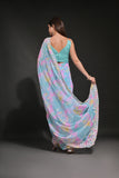 FIROZI-RAMA Pastel Tie-Dye Saree with Sequin & Thread Embroidery Border